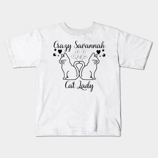 Crazy Savannah Cat Lady Kids T-Shirt